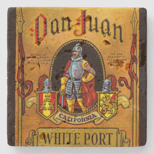 Don Juan White Port Wine packing label Stone Coaster