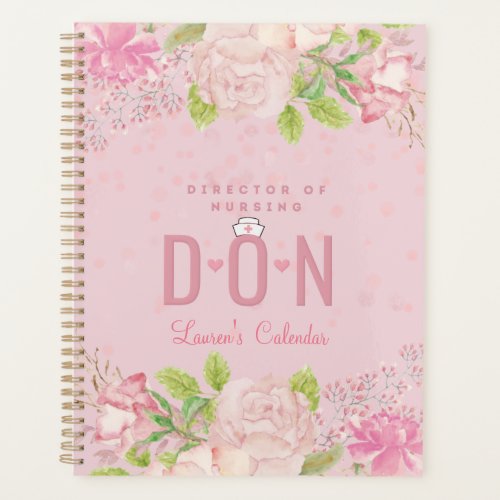 DON Nurse Pink Personalized Floral Journal Planner