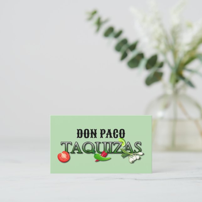 Don Paco Taquizas Business Card (Standing Front)