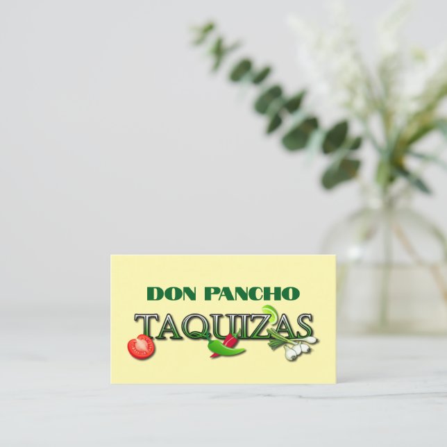 Don Pancho Taquizas Business Card (Standing Front)