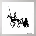 Don Quixote And Sancho Panza Black And White Art Poster at Zazzle