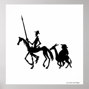 Don Quixote And Sancho Panza Black And White Art Poster by vitaliy at Zazzle