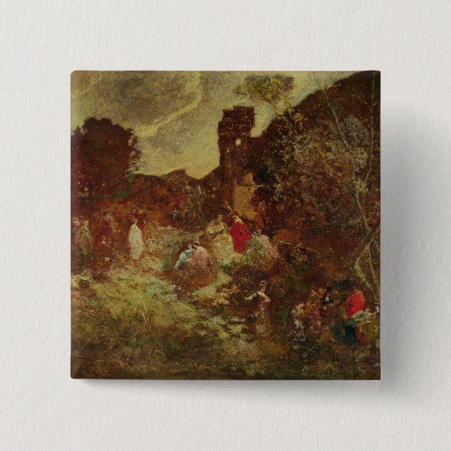 Don Quixote and Sancho Panza, c.1865 Pinback Button (Front)