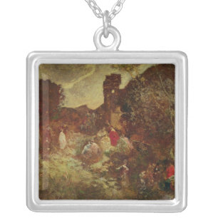 Don Quixote and Sancho Panza, c.1865 Silver Plated Necklace