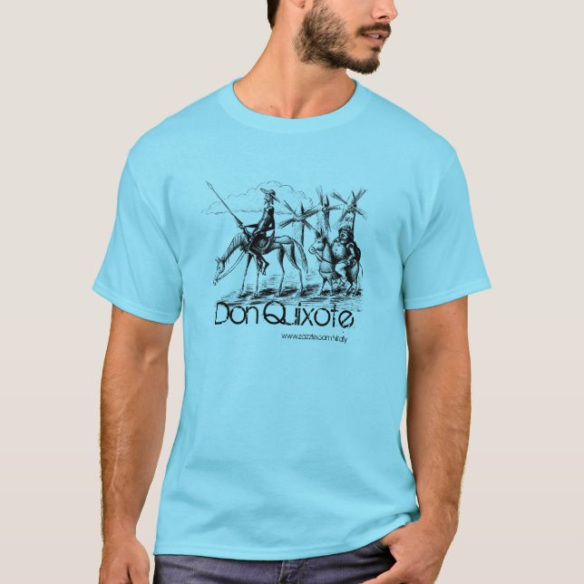 Don Quixote and Sancho Panza ink pen drawing art T-Shirt (Front)