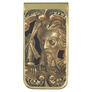 Don Quixote and the Windmill Gold Finish Money Clip