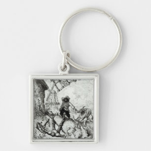 Don Quixote and the Windmills Keychain