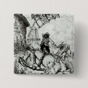 Don Quixote and the Windmills Pinback Button