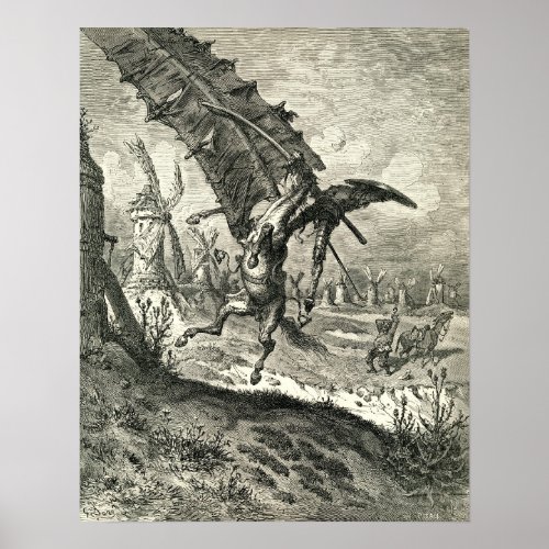 Don Quixote and the Windmills Poster
