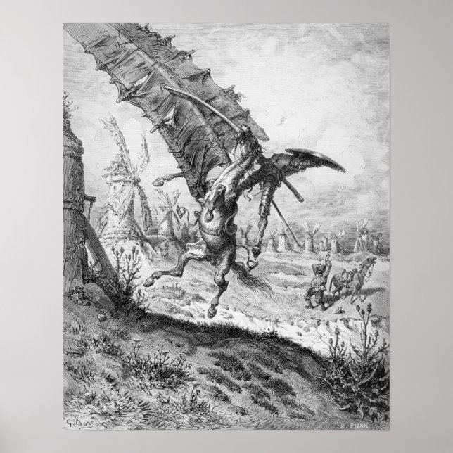 Don Quixote and the Windmills Poster (Front)