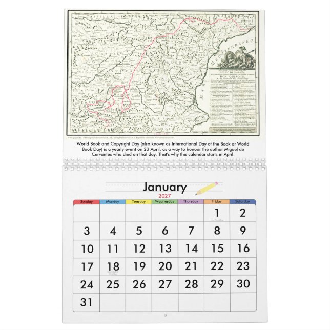 DON QUIXOTE - Calendar - Calendario (Jan 2027)