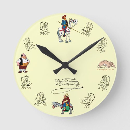 DON QUIXOTE Friends and sketches by Cervantes Round Clock