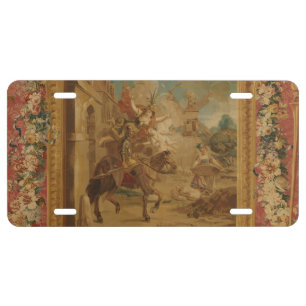 Don Quixote Guided by Folly, 18th century tapestry License Plate