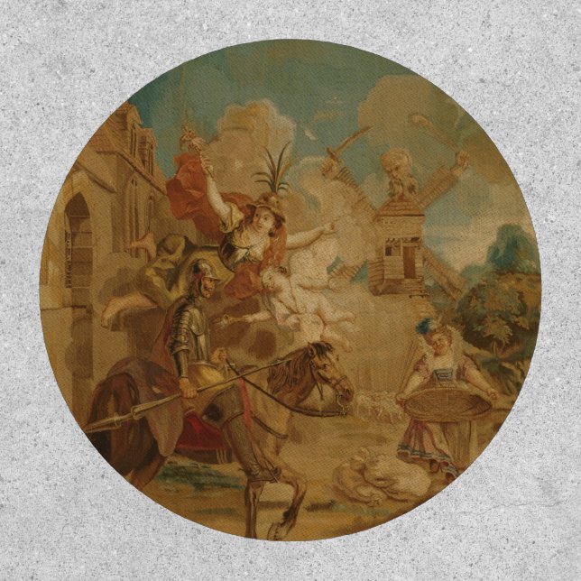 Don Quixote Guided by Folly, 18th century tapestry Patch (Front)