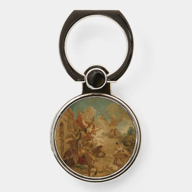 Don Quixote Guided by Folly, 18th century tapestry Phone Ring Stand (Front)