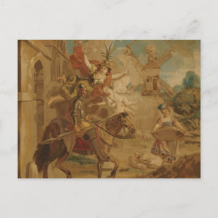 Don Quixote Guided by Folly, 18th century tapestry Postcard