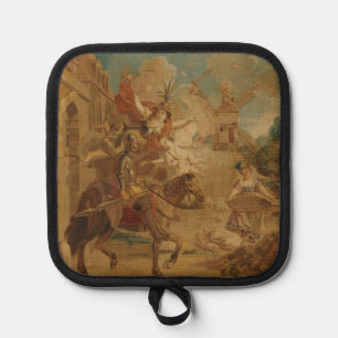 Don Quixote Guided by Folly, 18th century tapestry Pot Holder