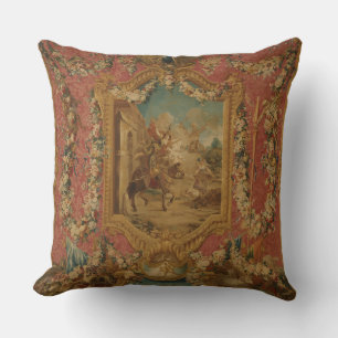 Don Quixote Guided by Folly, 18th century tapestry Throw Pillow