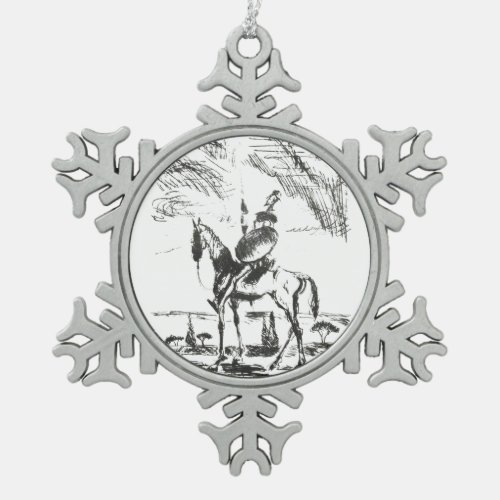 Don Quixote Illustration Snowflake Pewter Christmas Ornament