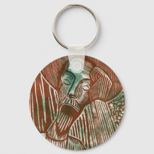 Don Quixote in Green and Brown Keychain