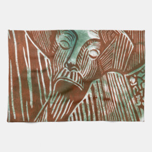 Don Quixote in Green and Brown Kitchen Towel