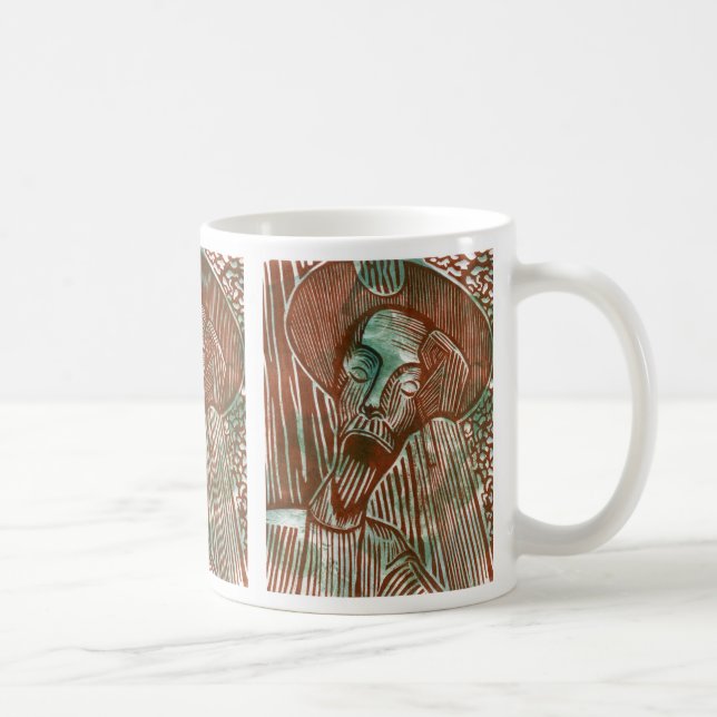 Don Quixote in Rust and Green Tiled Coffee Mug (Right)