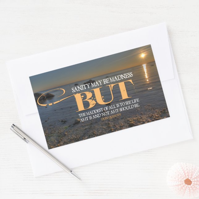 Don Quixote Inspirational Quote "Madness" Rectangular Sticker (Envelope)