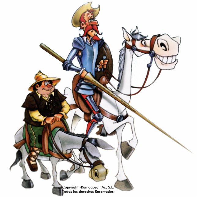 DON QUIXOTE & ROCINANTE, SANCHO & RUCIO STATUETTE (Front)
