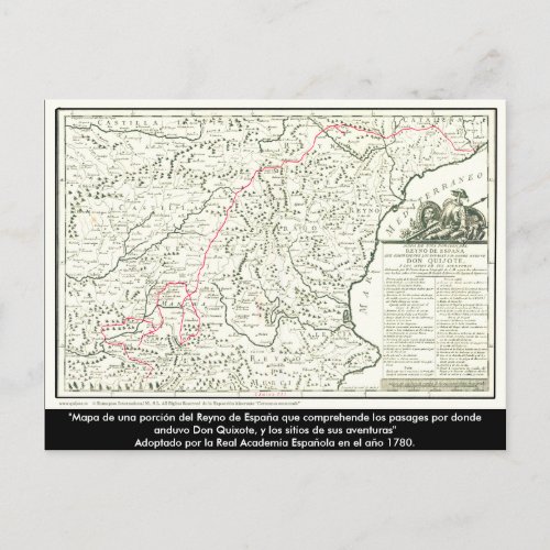 Don Quixote route Map _ Cervantes Postcard