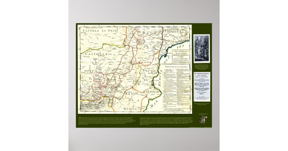 Don Quixote Route Map - Cervantes Poster 