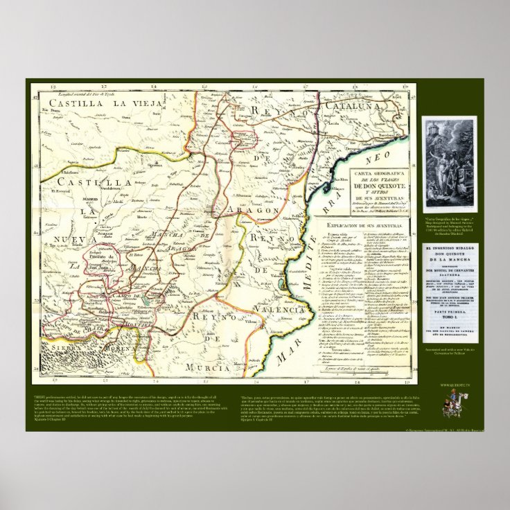 Don Quixote Route Map Cervantes Poster Zazzle