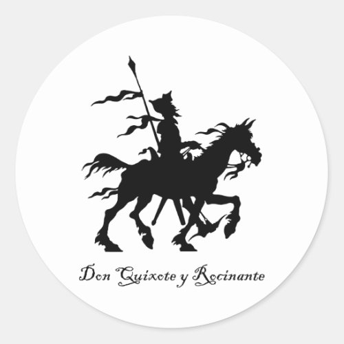 Don Quixote y Rocinante Classic Round Sticker