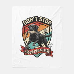 Don Stop Retrieving Black Labrador Dog Duck Retro Fleece Blanket