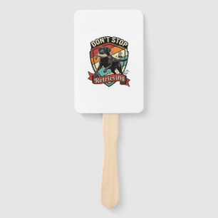 Don Stop Retrieving Black Labrador Dog Duck Retro  Hand Fan