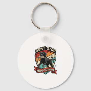 Don Stop Retrieving Black Labrador Dog Duck Retro Keychain