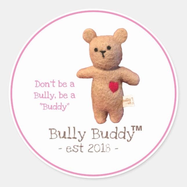 Don’t Be a Bully Bully Buddy Pink Classic Round Sticker (Front)