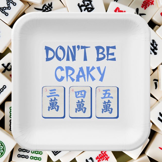 Don’t Be Craky Mahjong Blue Crak Tiles  Paper Plates (Creator Uploaded)