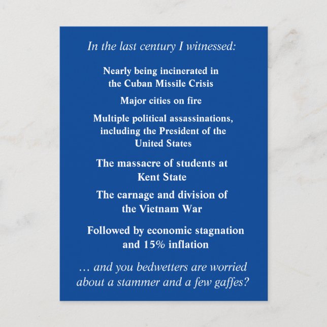 Don’t be so afraid to support Joe Biden Postcard (Front)