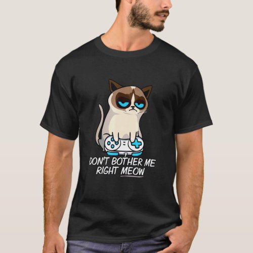 Don T Bother Me Right Meow   Sarcastic Gaming Cat  T_Shirt