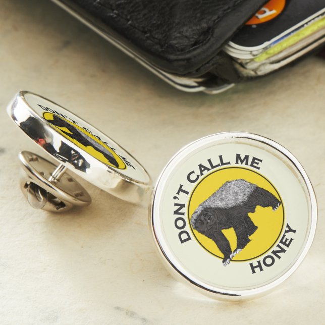 Don’t Call Me Honey Badass Honey Badger Yellow Art Lapel Pin (Dont call me honey badger funny animal quote lapel pin)