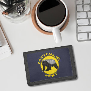 Don’t Call Me Honey Badass Honey Badger Yellow Art Trifold Wallet