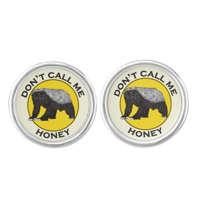 Don’t Call Me Honey Badger Funny Badass Animal Art Cufflinks (Front)