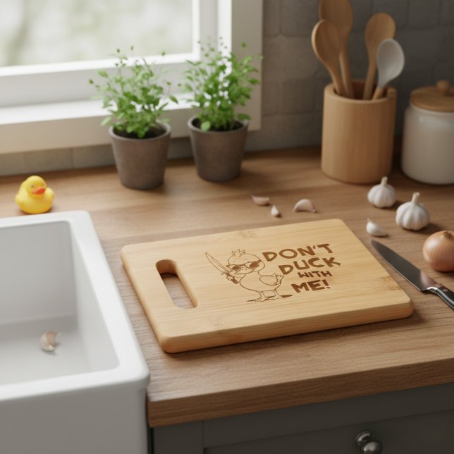 Don’t Duck With Me Funny Sarcastic Kitchen Humor Engraved Cutting Board (A funny, no-nonsense board for cooks who love sarcasm with every slice.)