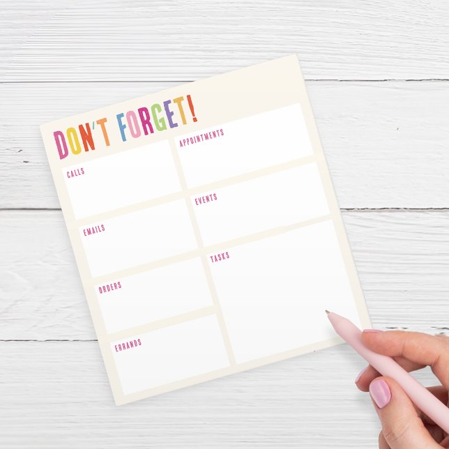 Don’t Forget! Colorful Text Reminder  Notepad (Creator Uploaded)