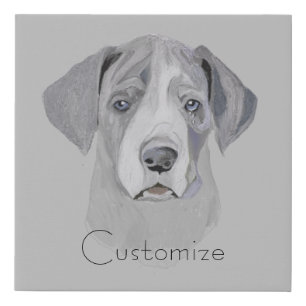 Don’t Give Up Quote Great Dane Puppy Black & White Faux Canvas Print