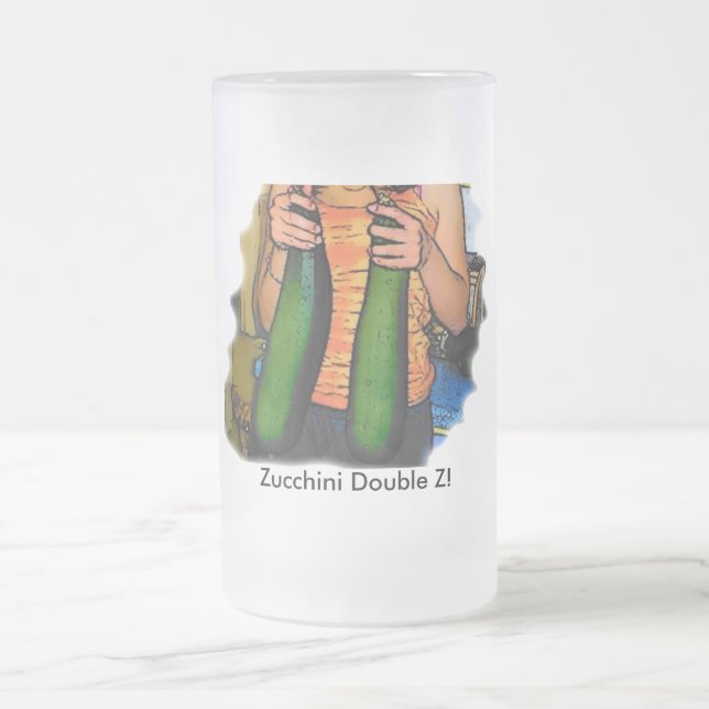 Don’t Hate My “Double Z” Zucchinis! Frosted Glass Beer Mug (Center)