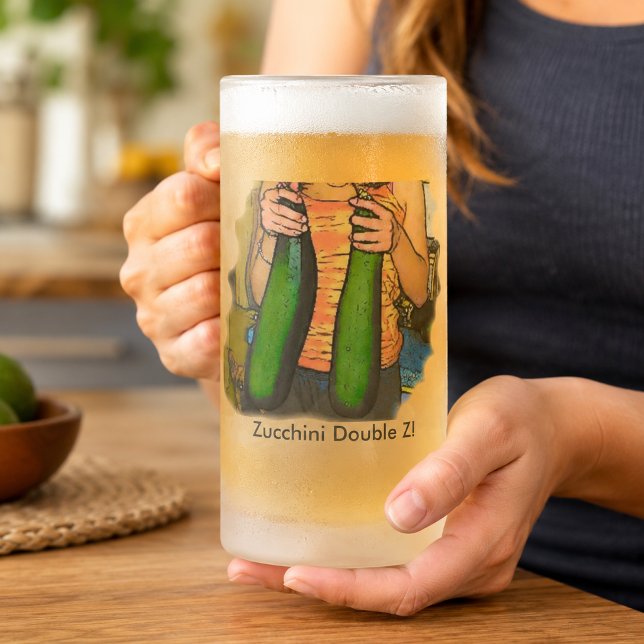 Don’t Hate My “Double Z” Zucchinis! Frosted Glass Beer Mug (Don’t Hate My “Double Z” Zucchinis! Frosted Glass Beer Mug)