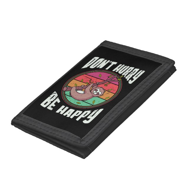 Don’t Hurry Be Happy Funny Cute Lazy Sloth Trifold Wallet (Bottom)