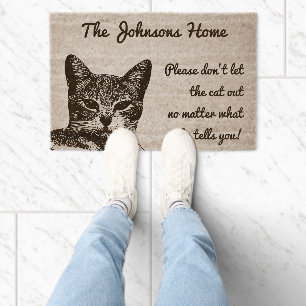 Don’t let the cat out personalizable coir door mat