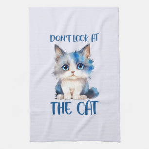 Don’t Look at the Cat – Adorable Bluish Kitten Kitchen Towel
